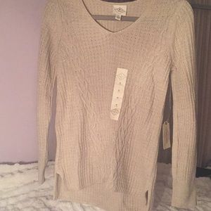 Taupe cable knit sweater